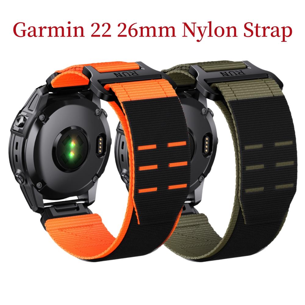 22 26 мм Нейлоновый ремешок Garmin с петлей и быстросъемными креплениями для часов Fenix5 5Plus 6 6Pro 7Pro Instinct 965 Ремешок для часов Fenix5X 6X 7X