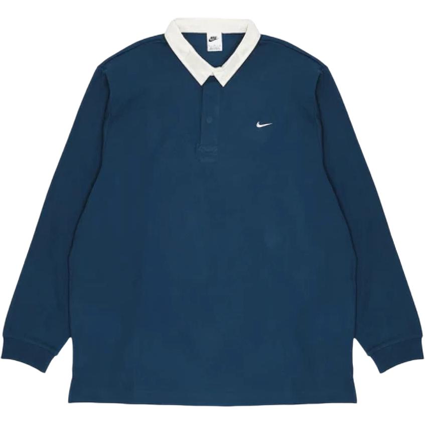 Nike Мужская рубашка-поло с длинным рукавом и узором из логотипов, топ, синий DQ5222-460
