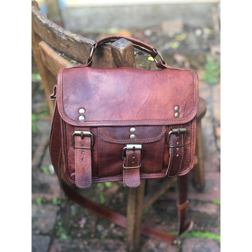 Маленькая кожаная сумка, детская сумка размером 7 x 9 дюймов с ручкой, кожаная сумка через плечо, маленькая кожаная сумка в традиционном стиле, симпатичная сумочка.