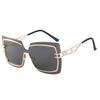 JYL Square Big Frame Sunglasses Women Gold Temple Light Luxury Vintage / M5249
