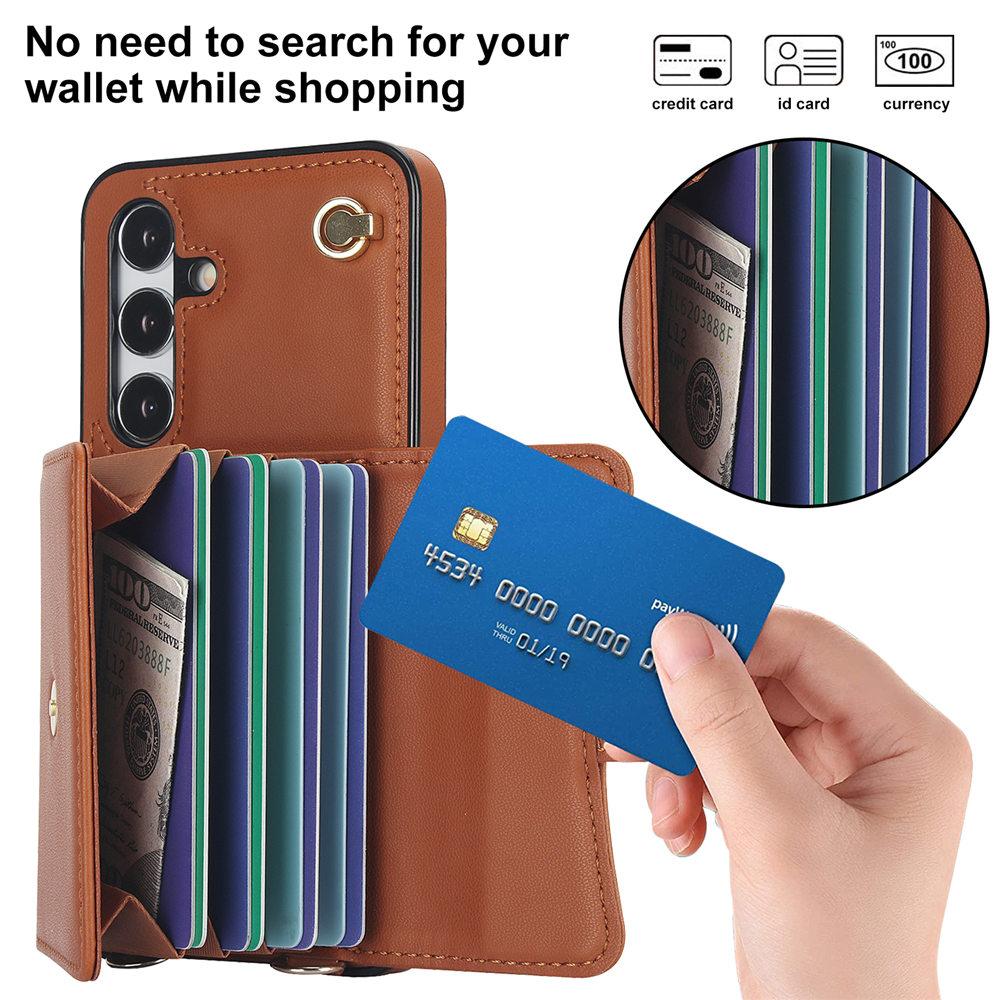 Кожаный чехол-кошелек через плечо для Samsung Galaxy A15 A54 A14 A13 A51 A52 A53 A12 A73 A71 A50 A70 A20 со шнурком и отделением для кредитных карт