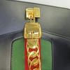 [Pre-Owned] Sylvie Gold Buckle Striped Web Satin Bow Wide Shoulder Strap Leather Handbag Crossbody Bag Shoulder Bag Small - Good #13UCJHJ