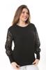 Женская блузка большого размера, черная гибкая блузка больших размеров 7F-2505