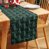 Christmas Table Runner Soft Plush Jacquard Christmas Tree Table Runner Solid Color Sequin Xmas Table Runner for Dining Table Home Dinner Party Decor