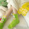 1 Pair Cartoon Socks Funny Expression Decoration Animal Big Eyes Thick Fuzzy Plush Warmth Retention Fall Winter Floor Socks Holiday Gift