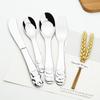Silver Silverware Panda Cartoon Pattern 304 Dinnerware Set Cutlery Spoon Fork Stainless Steel Dessert Children Tableware