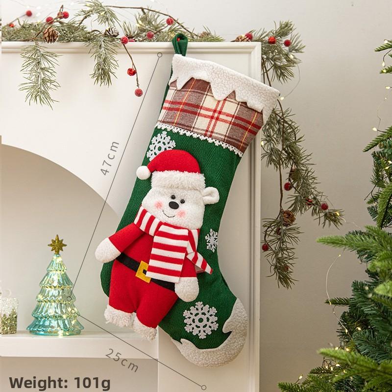Gift Socks Christmas Set With Elk Santa Claus Decoration For Hanging Tree
