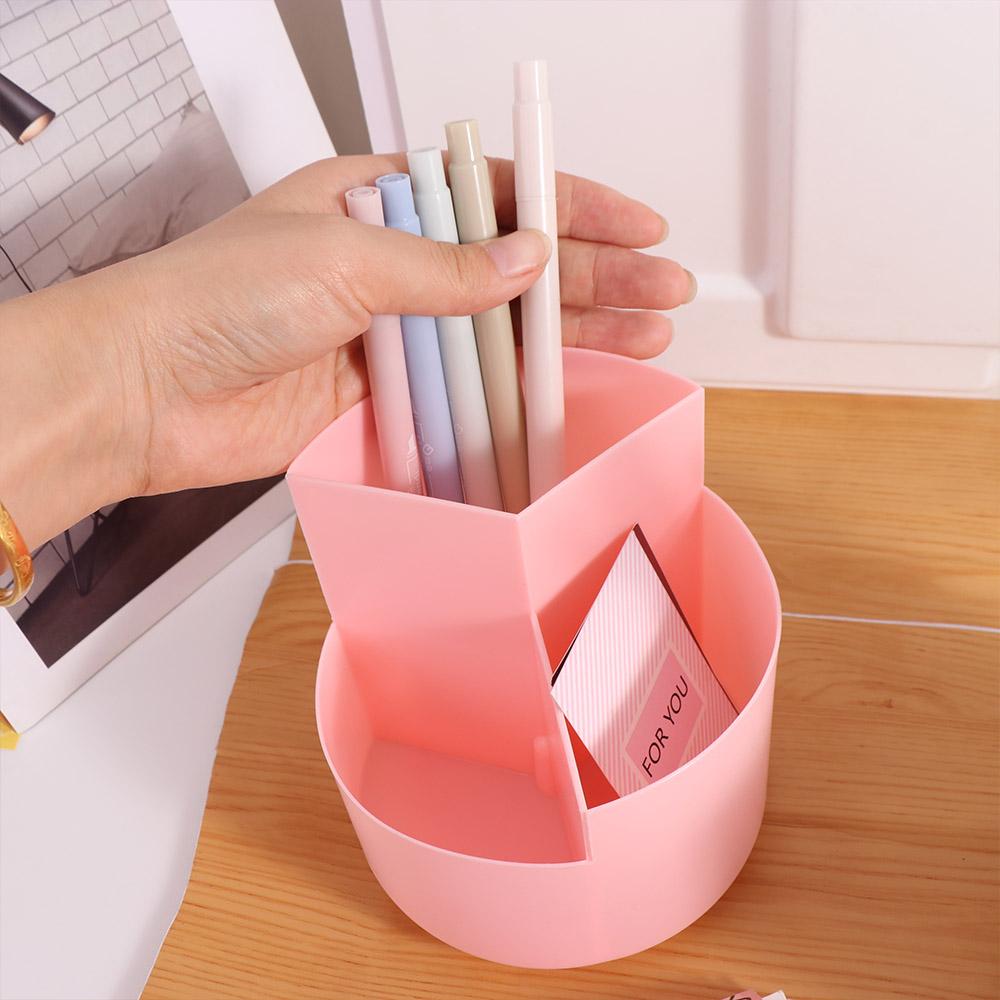 3-Grid 360° Rotating Pen Holder Storage Box Pen Pencil Organizer Rotatable Pen Holder Children