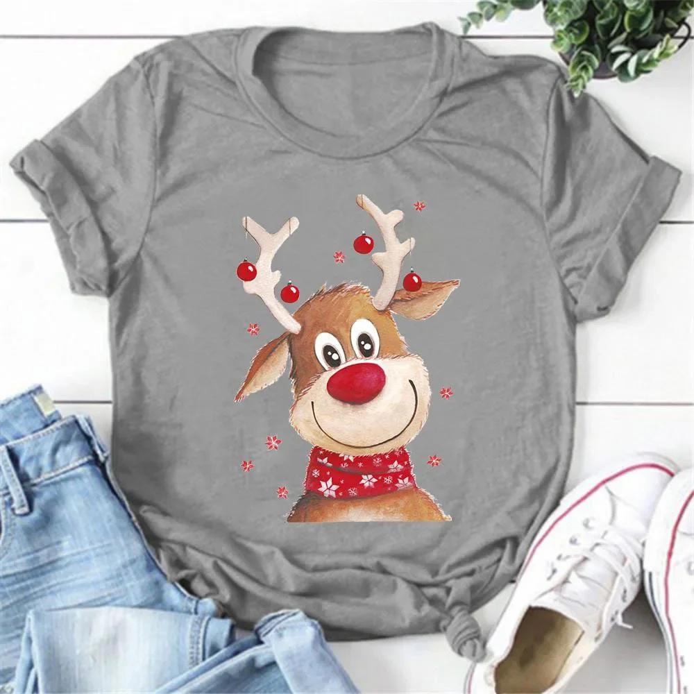 New Christmas Reindeer TShirts Deer Women Fashion Short Sleeve Streetwear Harajuku Unisex Tees Tops Clothing