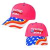 Бейсбольная кепка Трампа с вышитыми буквами и длинными полями, солнцезащитный козырек для президентских выборов 2024 года, принт американского флага, ретро-кепка для митингов и вечеринок унисекс