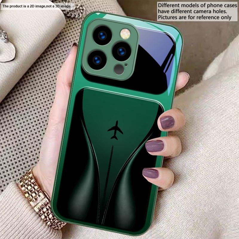 Самолет в постепенном полете Для iPhone 17 Air 16 E 15 14 13 Plus 12 mini 17 Pro Max 11Pro XR Xs 7 8 11 Закаленное стекло Чехол для телефона