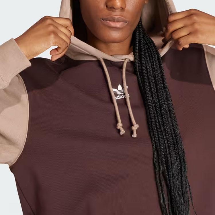 Adidas Originals Sweatshirts Women's Contour Brown Hooded Moderate Regular Unisex IS5243
