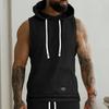 Мужские повседневные топы, спортивный стиль, жаккардовый вязаный жилет с капюшоном и передним карманом, однотонная футболка без рукавов, одежда для фитнеса