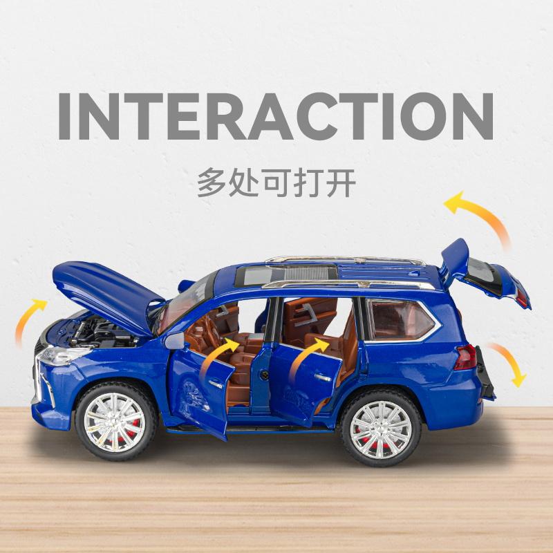 pzdf1 1:24 Lexus LX570 Off Road SUV Alloy Metal Diecast Model Car Simulation Children Collectibles Hobby Ornaments Toy Holiday Present