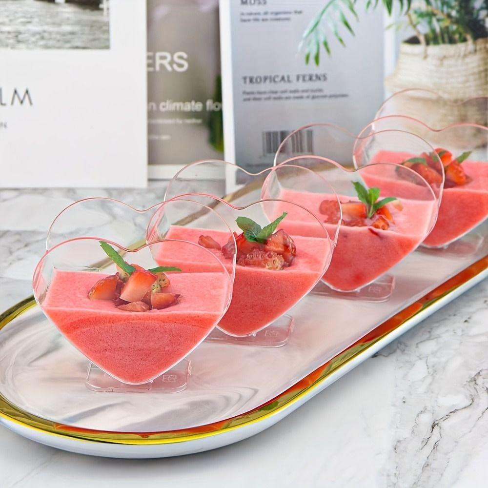 10Pcs Mini Mousse Cup Disposable Tiramisu Cup Heart Shaped Dessert Cup  Party Buffet