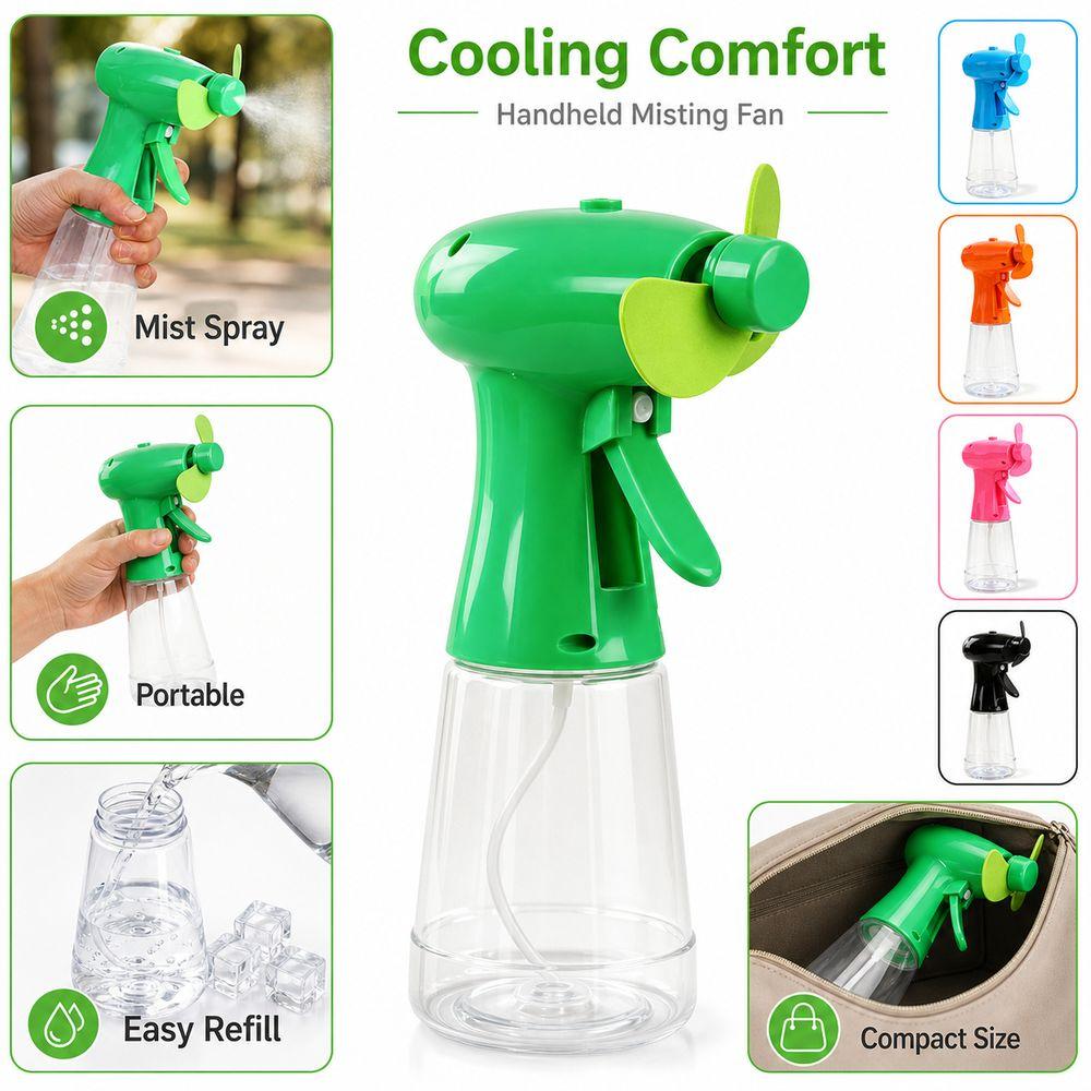 Battery Operated Water Spray Fan Plastic Portable Mist Fan New Handheld Misting Fan Beach Camping