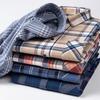 Мужская футболка в клетку из хлопка с начесом, повседневная, с длинным рукавом и отложным воротником, весна-осень