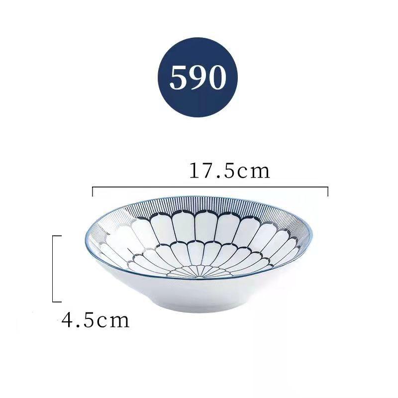 Blue and White Japanese-style Plate with Fruit Dessert Dish Plate Country Style Plate