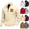 Spring/Autumn New Arrival Casual Men's Half-Zip Stand Collar Patch Pocket Fleece Sweatshirt Pullover Oversized Top for Men