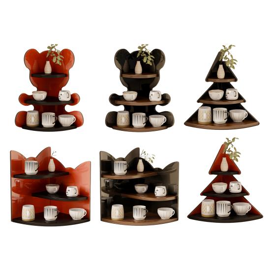 Угловая полка-подставка для чашек 3-ярусный деревянный кухонный органайзер для кружек, кофейных чашек, экономящая место настольная стойка для хранения для столешницы