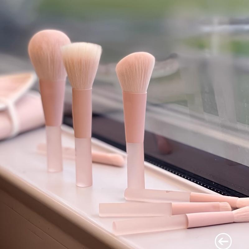 Мини-путешествия, портативный набор кистей для макияжа, розовые косметические кисти, включая пудру, тени для век, кисти для губ, сладкий стиль