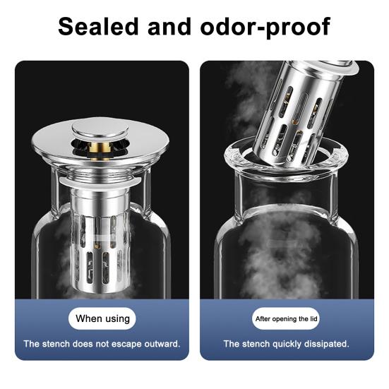 Латунный сердечник Заглушка для раковины Нержавеющая сталь Сливной фильтр для раковины в ванной комнате Легкая установка Защита от засоров Фильтр