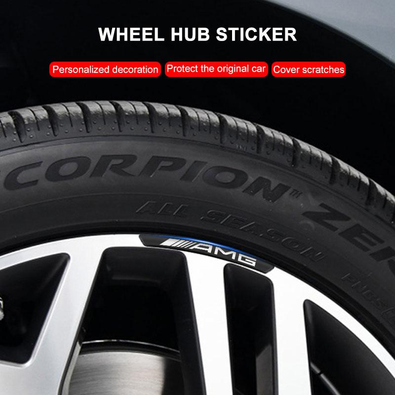 4Pcs Auto Wheel Hub Badge Tire Rim Stickers Accessories For Mercedes-Benz AMG C500 C200 C300 A B C E GLA CLA GLK GL ML GLE W204 W205 W203 W211 W212