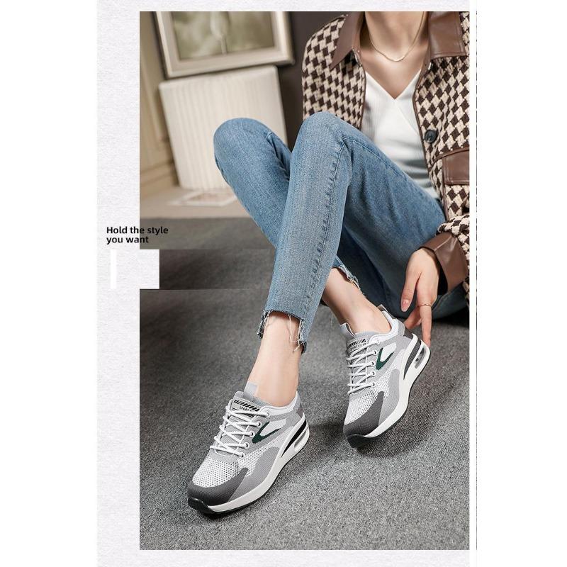 Новые женские дышащие кроссовки из сетки на толстой подошве для повседневной носки, спортивная обувь с воздушной амортизацией, женская студенческая обувь для путешествий