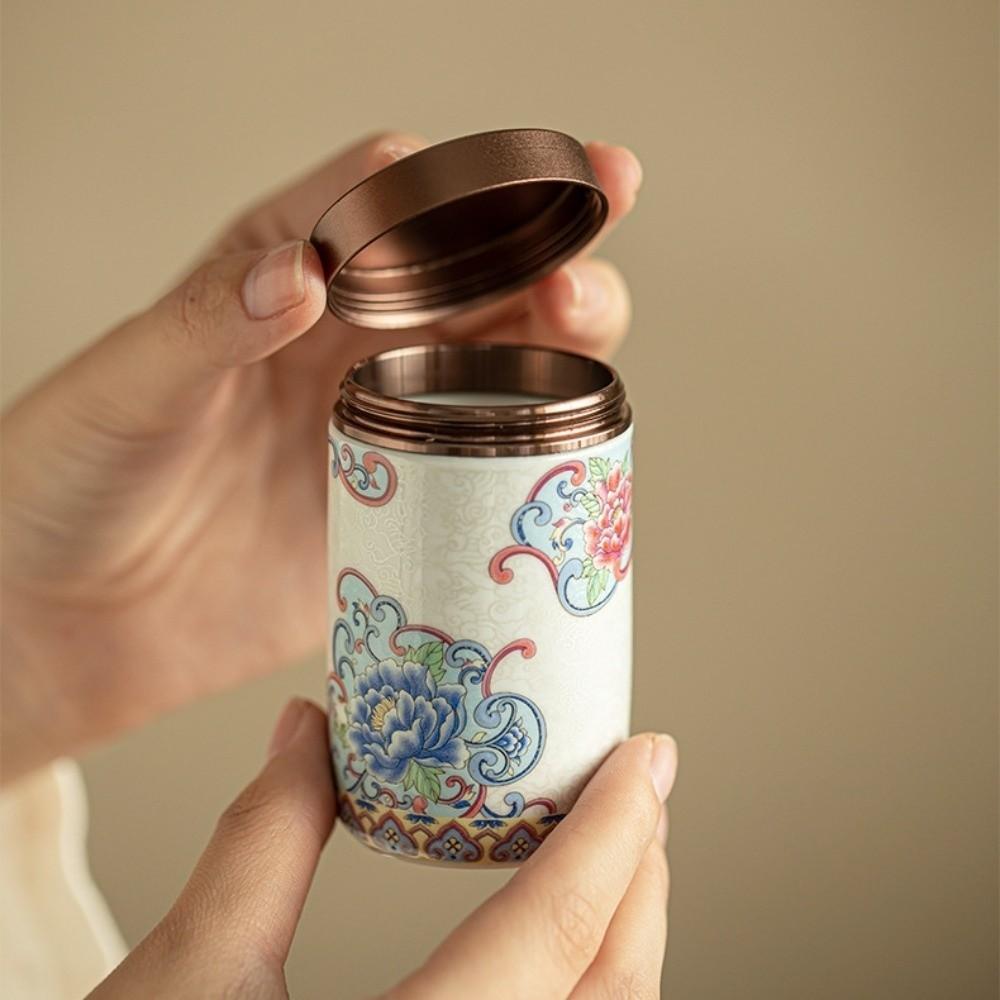 Mini Empty Tea Tin Can Ceramic Tea Packaging Box Flower Enamel Tea Canister  Home/Office/Travel