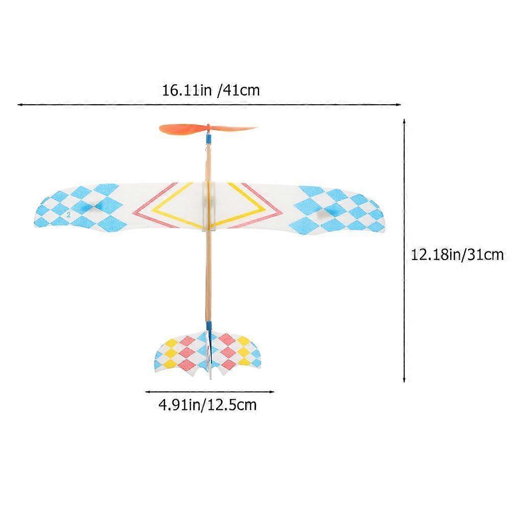 8pcs Simple Airplane Model Outdoor Glider Plane Toy Rubber Band Powered Small Glider Model