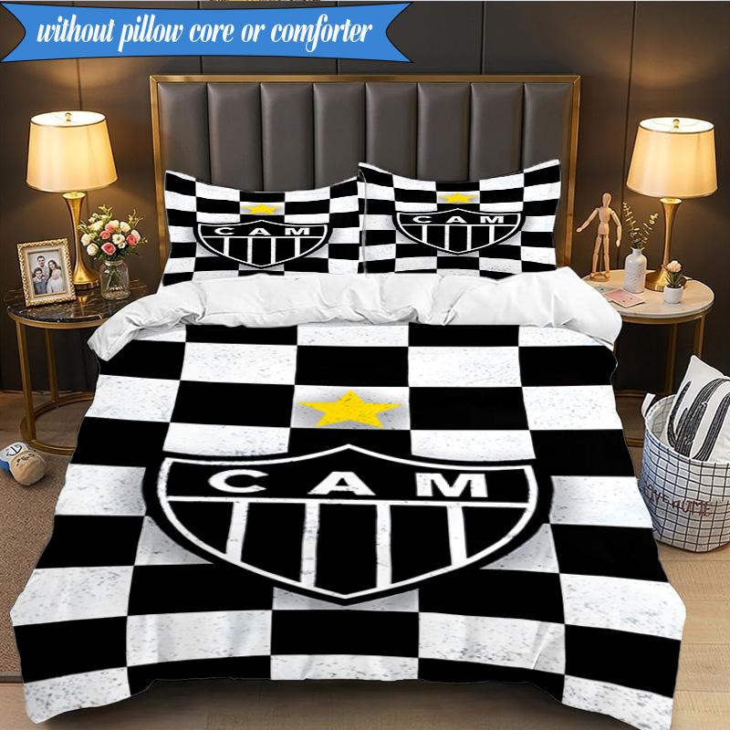 3PCS Clube Atlético Mineiro With Shield Soft Bedding Set,Including 1pc Duvet Cover And 2pcs Pillowcases Perfect for Bedroom, Dormitory, Fan gift