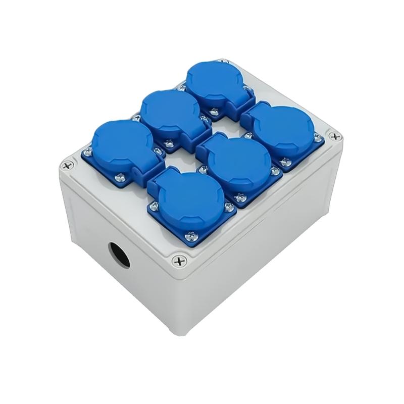 220V 10A Home Wall Mounted Outdoor Socket Box 6 Hole Wall Socket Power Distributor Box Construction Power Distributor