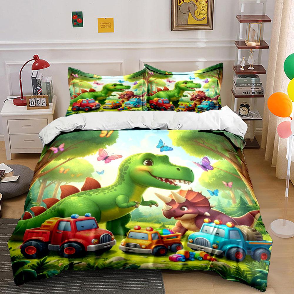 Dinosaurs, trucks, butterflies, trees. Bedding sets Duvet cover sets Duvet covers Pillowcases(1 * Duvet Cover 2 * Pillowcases without duvet insert)
