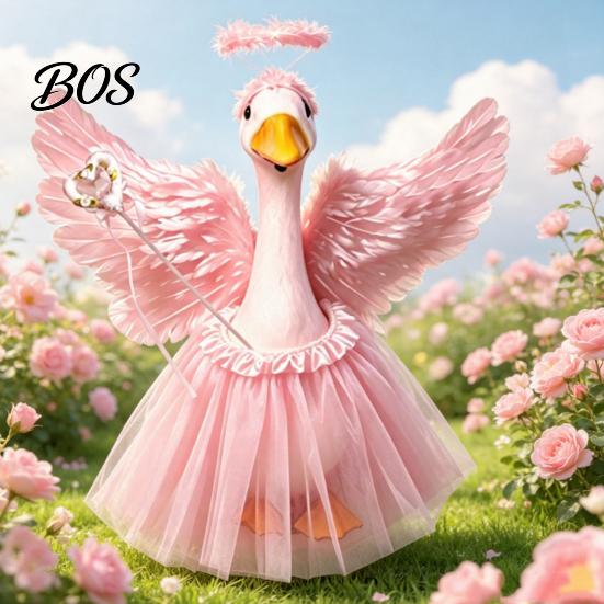 Party Goose Costume 1 Set Angel Outfit, Porch Devil Costume, Feather Wings Skirt Accessories Headband Wand Set, Fits Statue for Home Yard Lawn