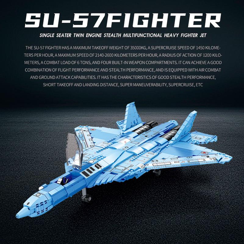 Нетоксичные 1365 деталей Строительные блоки Истребитель Су-57 Стелс Модель Самолета ВВС России Кирпичики Игрушки Настольный Дисплей Детские Игрушки Подарки для Детей