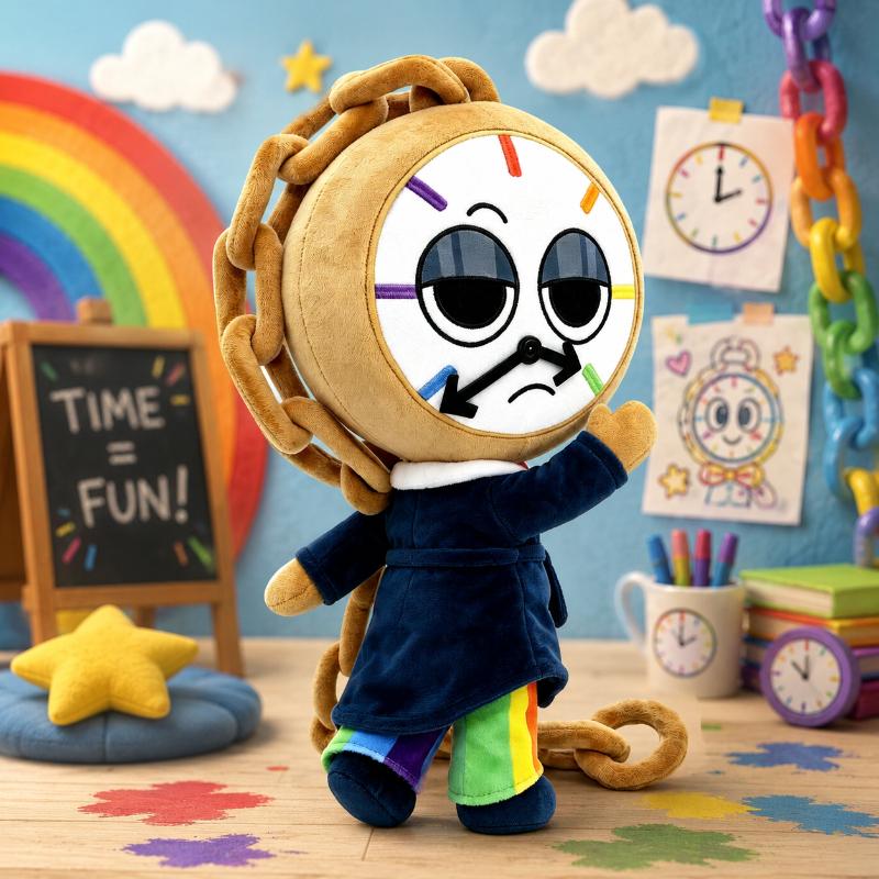 Colorful Clock Plush Toy New Cute Kawaii Soft Stuffed Cushion Plushie Creative Time Theme Doll Kids Gift Room Decor Collectible