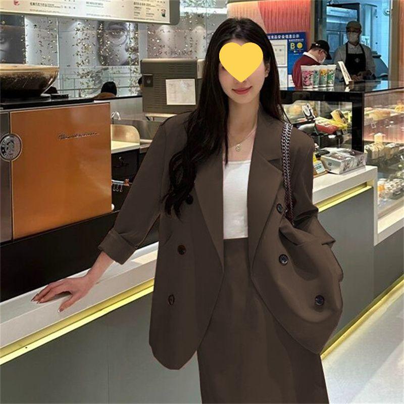 Осень 2025 Свежий Элегантный Костюм-двойка: Костюм: приталенный жакет и юбка миди