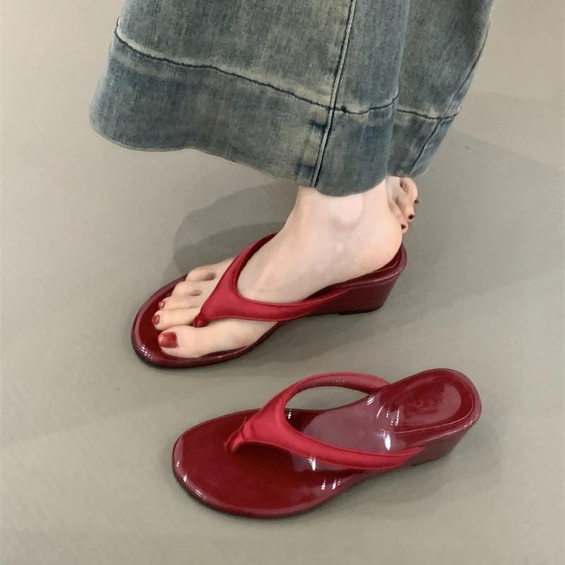 Летние женские туфли на танкетке с застежкой-молнией, удобные шлепанцы для пляжа, шлепанцы для отдыха, женская обувь