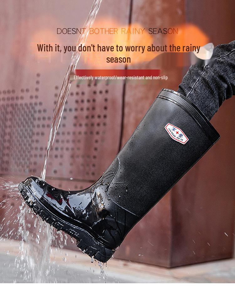 Men's 45CM High Work Rain Boots: Durable, Non-Slip, Waterproof, Thick-Soled for Construction
