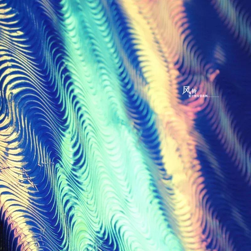 Leather Fabric Colorful Blue Milling Machine Pattern Laser Stage Background Clothing Design Diy Sewing By The Meter