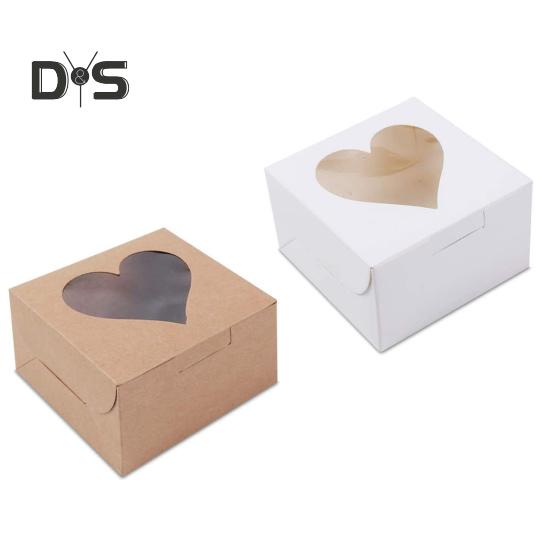 10 шт. прочная упаковочная коробка для выпечки, прочная, практичная, для свадебного торта ко Дню святого Валентина, с окошком в форме сердца