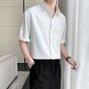 Ice Silk Short Sleeved Shirt For Men In Summer, Loose Plus Size Five Inch Sleeve Shirt, No Ironing And Wrinkle Resistance