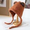 Корейский стиль инс вязаная шапка-балаклава с ушками кошки женская теплая и для защиты от холода шерстяная шапка