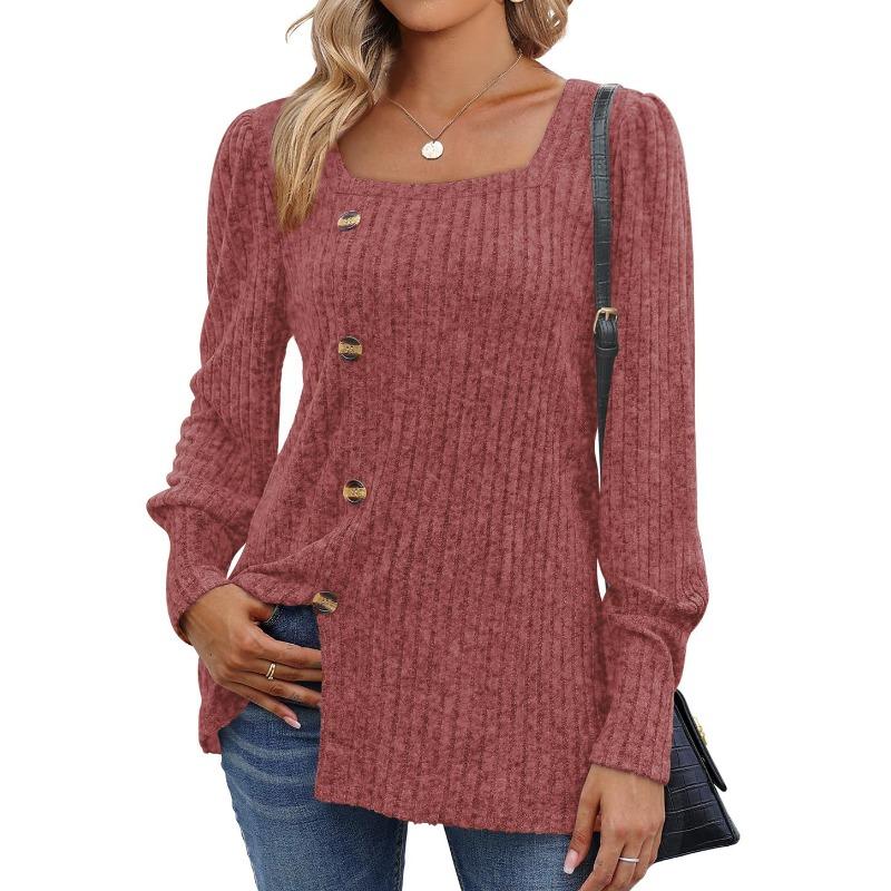 YYFS Женская мода повседневная весна осень однотонные принты длинные рукава квадратный воротник блузки и рубашки