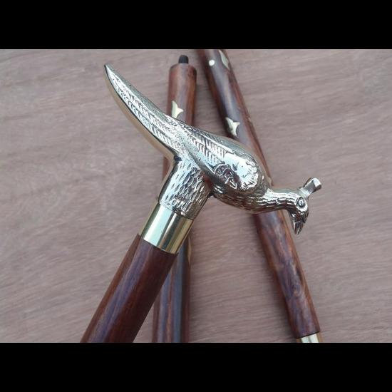 Ручная работа Птица Серебряная ручка Антикварная викторианская трость деревянная трость для ходьбы