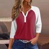 Жен. Футболка Футболка с принтом Пуговицы Рукав 3/4 Рукав реглан Повседневные Выходные Мода Классический V-образный вырез Обычный Топ