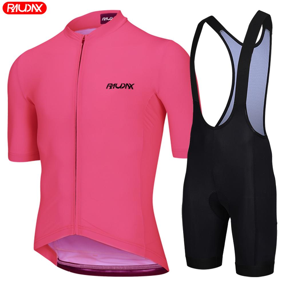 Raudax Men's Short Sleeve Set Fluorescent Yellow Summer Triathlon Bike Uniform Ropa Ciclismo Hombre Summer Breathable Cycling Suit