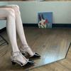 Temperament Wind! Rivet Sandals Spring Thick Heel Pointed High Heels Women's Hollow Nude Single Shoes
