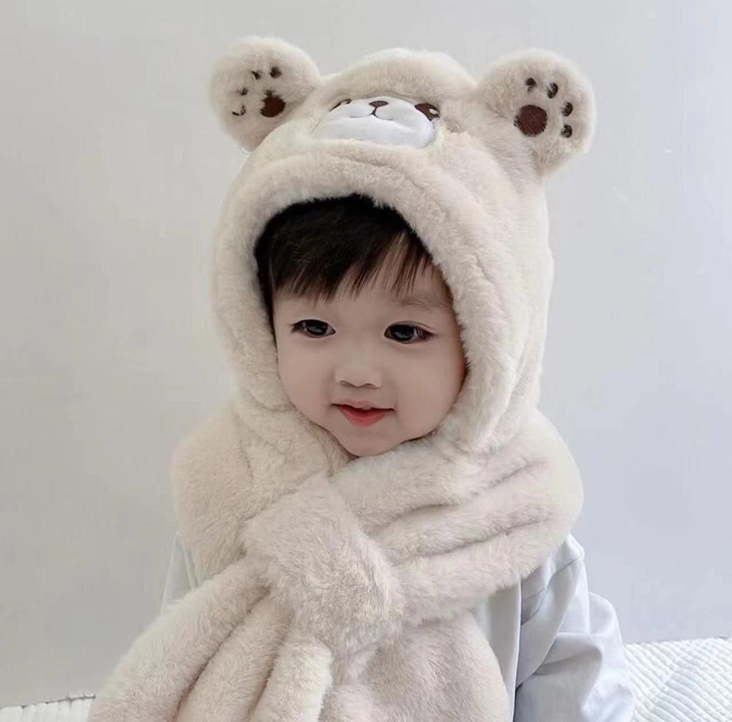 Детская шапка и шарф, осенне-зимняя, для мальчиков и девочек, милая, очень милая, теплая флисовая шапка-пуловер, защитная шапка для ушей