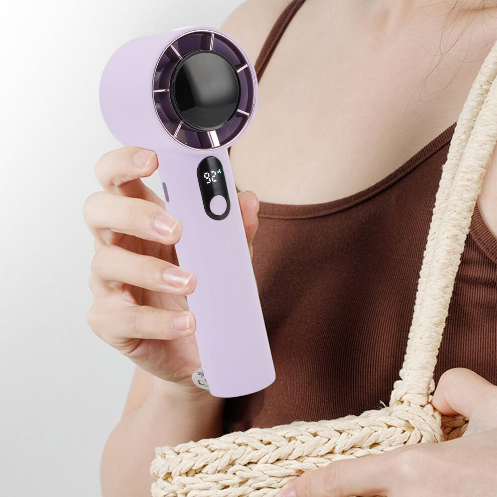 Portable Handheld Fan 5 Speeds, 3000mAh USB Rechargeable, Purple